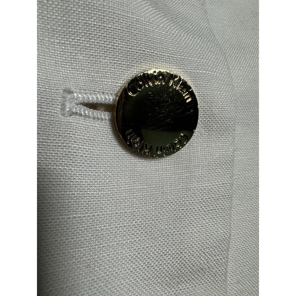 Calvin Klein Linen Blend White 2 Button Blazer Women's Size 10 - Picture 3 of 8